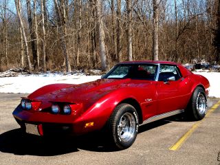 Gorgeous 2013 Vette Candy Apple Red Color On Beatifully 1975 Corvette photo