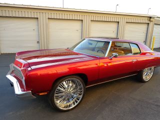 1973 Chevrolet Impala Candy Apple Red Paint Peanut Butter Interior 26in Rims photo