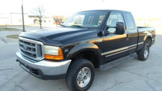 2000 Ford F250 Xlt 4x4 V10 Gas Auto Ex Cab Short Bed Black photo