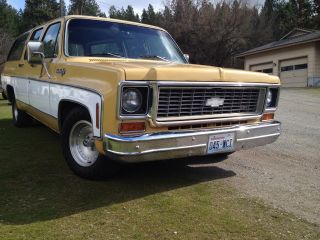 Cool Vintage Tow Rig - 1973 C10 Custom Deluxe 2wd Suburban photo