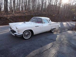 Buy It Now Lowered 1957 Tbird Colonial White Flame Red 312 V8 Factory Wires photo