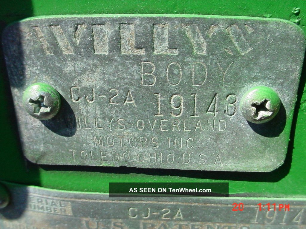 Willys jeep cj2a engine numbers