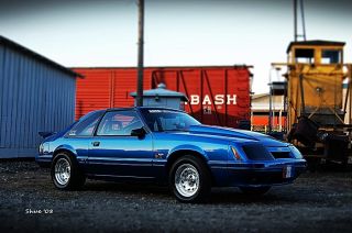 1986 Blue Gt Ford Mustang T - Top photo
