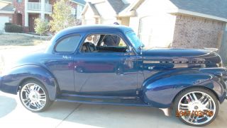 Blue With Ghost Flames On The Side 1940 Chevy Master Deluxe photo