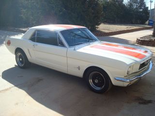 1965 Ford Mustang Orange And White / Black Rims / Fuel Injected photo