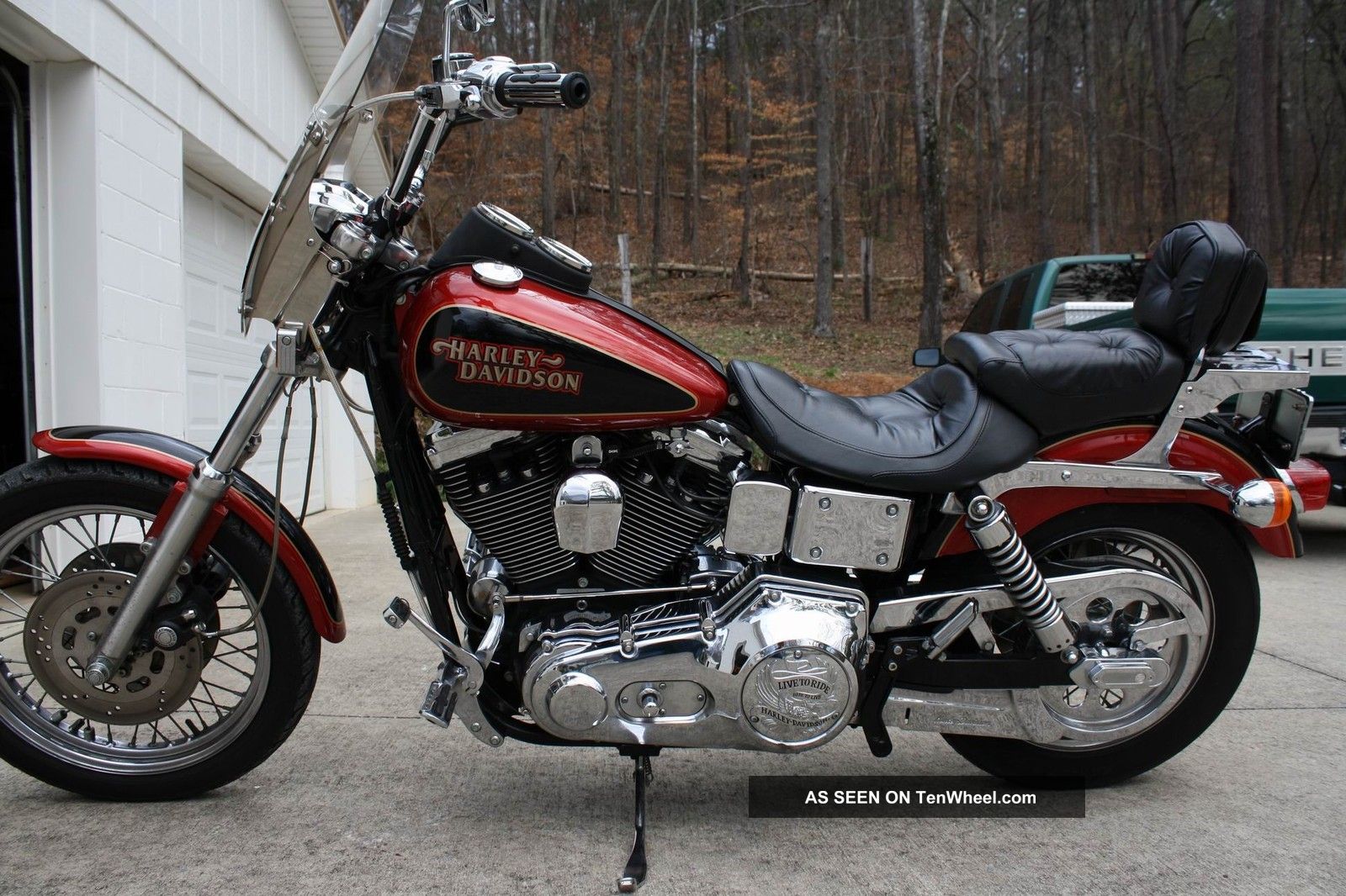 1998 Harley Davidson Dyna Low Rider.  Red / Black & Leopard Theme Custom Dyna photo