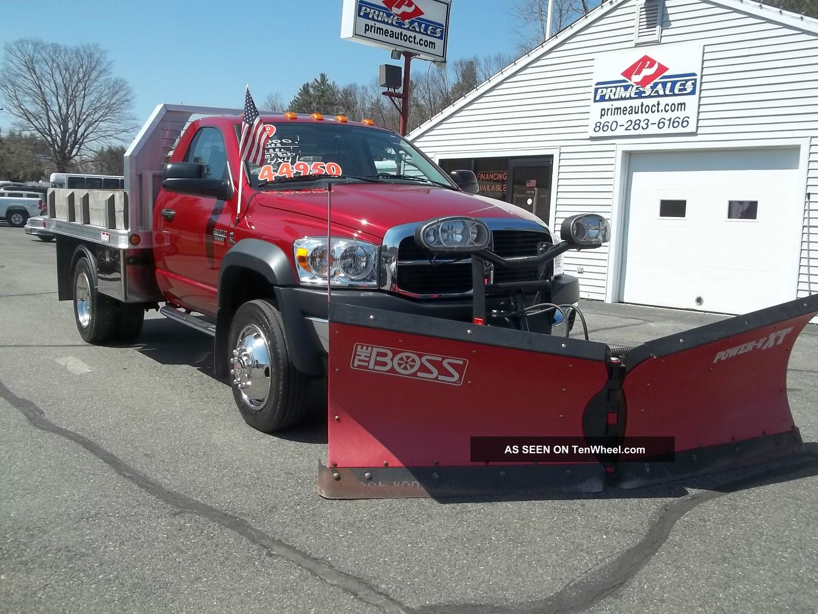 2009 Dodge Ram 5500 Cummins Diesel Flatbed Dump 4x4 Slt 9ft Boss V Plow
