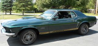 1969 Mustang Coupe Metallic Black Jade W / Gold Stripe photo