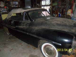 1950 Mercury 2 Dr Convertible,  Barn Find,  Runs Good,  Black With Black & Red Int. photo
