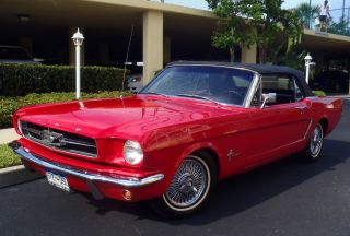 1964 1 / 2 Mustang Convertible,  Factory Air,  Auto Trans,  Red,  Blk Interior photo