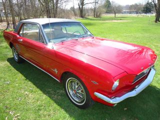 Cherry Red 1966 Ford Mustang C Code Coupe 289 V8 C4 Automatic Rally Wheels photo