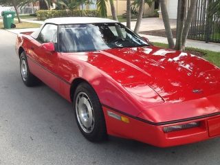 1987 Corvette Convertible Red Exterior Red Interior With A White Convertible Top photo