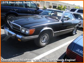Rare Classic 1979 Mercedes Benz 450sl.  Two Tops + Needs Engine + photo