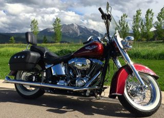 2008 Softail Deluxe In Crimson Red Sunglow - Vance & Hines Pipes & Tons Of Chrome photo