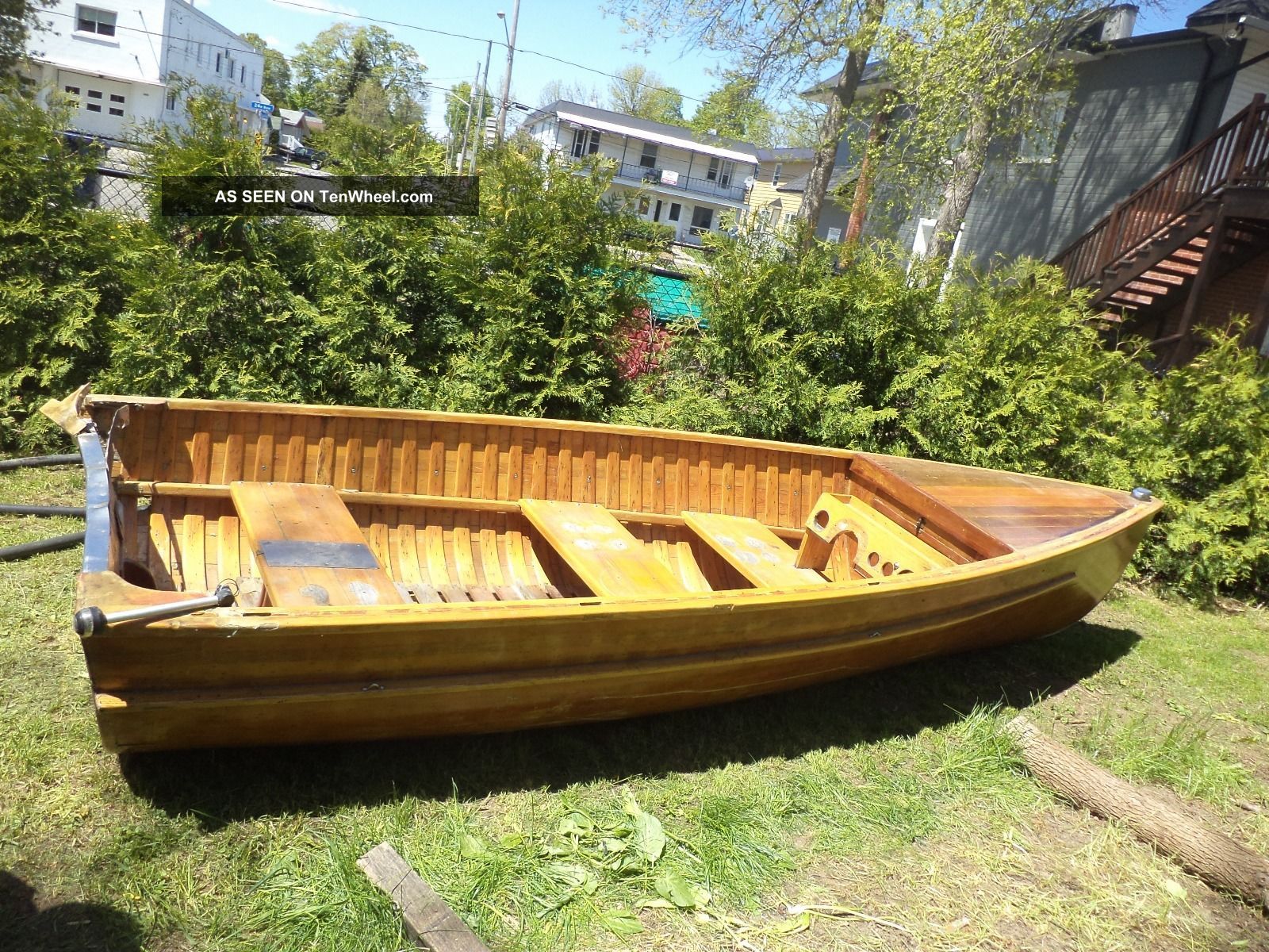 Unique Wooden Canoe Canot Roby 18 Feet Handmade White Maple Wood Freshwater Boat Other Powerboats photo
