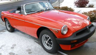 Red 1978 Mgb Roadster. photo