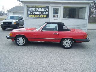 1987 Mercedes 560 Sl,  Red With Both Tops. photo