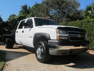 2005 Chevy 3500 Crew Cab 4x4 4wd Flatbed Florida Make Offer photo
