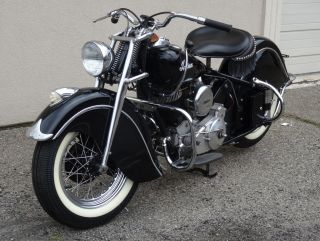 1947 Classic Black Indian Chief Roadmaster Motorcycle photo