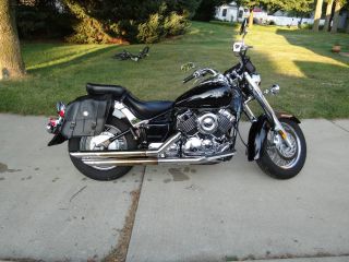 2007 Black Yamaha 650 V - Star Classic,  After Market Pipes,  Ghost Flames On Tank photo